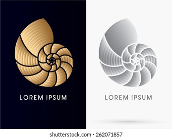 Luxury Sea shells ,Conch , designed using gold curve line, sign, logo, symbol, icon, graphic, vector.