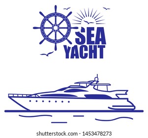 luxury sea yacht. vector lines