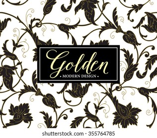 Luxury seamless background with gold frame. Vector illustration EPS10
