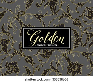 Luxury seamless background with gold frame. Vector illustration