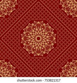 Luxury seamless background. Lace floral geometric pattern for interior wallpaper, print textile, decoration. Vector illustration