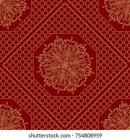 Luxury seamless background. Lace floral geometric pattern for interior wallpaper, print textile, decoration. Vector illustration