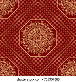 Luxury seamless background. Lace floral geometric pattern for interior wallpaper, print textile, decoration. Vector illustration