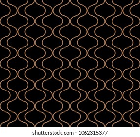 Luxury seamless circular geometric figures ornament pattern design. Islamic art deco background. Vector grid surface with repeated rounded shapes.