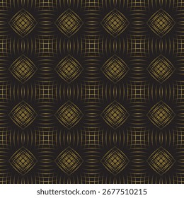 Luxury Seamless Curved Line Pattern – Black Background with Golden Lines Vector Design