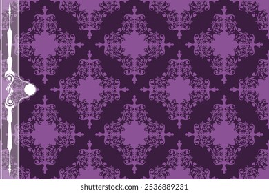 Luxury seamless damask pattern background, Victorian elegance, Vector illustration with classic baroque floral design and color composition, suitable for print media design, wallpaper, textile.etc