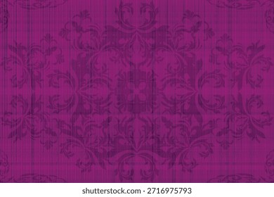 Modelo floral inconsútil de lujo del damasco en tonos púrpuras ricos con detalles ornamentales elegantes. Estilo clásico vintage ideal para Fondo de pantalla, tela, textil, decoración de interiores y fondos premium.