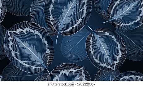 
Luxury  seamless floral pattern with calathea leaves.