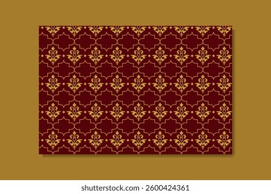 luxury seamless floral pattern with red gold color for home interior design