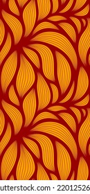 Luxury seamless floral pattern with striped leaves. Elegant astract background in minimalistic linear style. Trendy line art design element. Vector illustration.