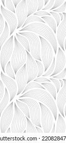 Luxury seamless floral pattern with striped leaves. Elegant astract background in minimalistic linear style. Trendy line art design element. Vector illustration.