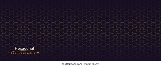 Luxury seamless geometric pattern. Grid hexagonal texture. Dark vector background.