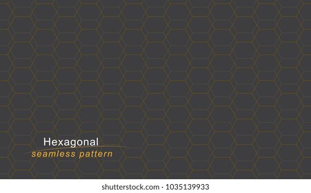 Luxury seamless geometric pattern. Grid hexagonal texture. Dark vector background.