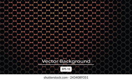 Luxury seamless geometric pattern. Grid hexagonal texture Dark vector background with golden honeycomb honey for design banner or poster, stock vector illustration