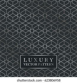 Luxury Seamless Geometric Pattern - Grid Gradient Texture. Dark Vintage Vector Background.