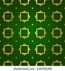 Luxury Seamless Geometrical Linear Texture. Original Geometrical Puzzle. Backdrop. Vector illustration. Green gold color. Design For Prints, Textile, Decor, Fabric