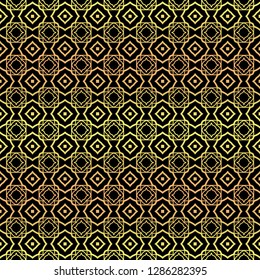 Luxury seamless Lace Geometric Ornament. Vector illustration. Black, gold color.