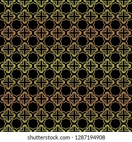 Luxury seamless Lace Geometric Ornament. Vector illustration. Black, gold color.
