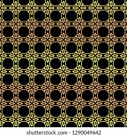Luxury seamless Lace Geometric Ornament. Vector illustration. Black, gold color.