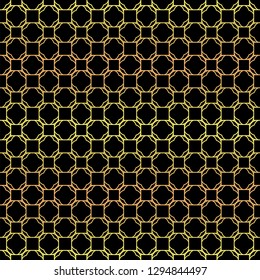 Luxury seamless Lace Geometric Ornament. Vector illustration. Black, gold color.