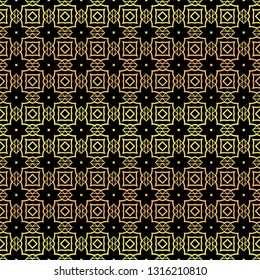 Luxury seamless Lace Geometric Ornament. Vector illustration. Black, gold color.