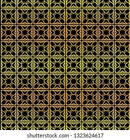 Luxury seamless Lace Geometric Ornament. Vector illustration. Black, gold color.