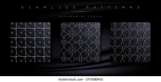 Luxury seamless ornament pattern illustrations with random lines, circles, natural objects, geometric shapes for premium graphic design elements. Vector EPS.