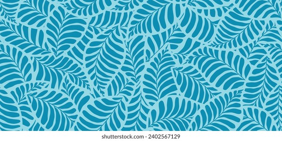 Luxury seamless pattern with abstract painted leaves. 