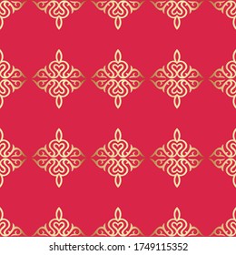 Luxury seamless pattern with ethnic element. Kyrgyz and Kazakh ornaments. Texture for background, holiday cards, invitations, wallpaper, pattern fills, flyer, fabrics, gift wrapping, textile. Vector.