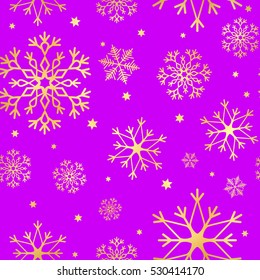 Luxury seamless pattern with gold snowflakes and star seamless background