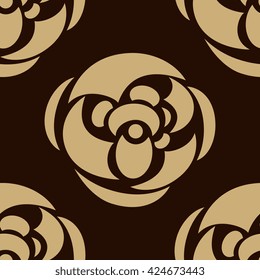 Luxury seamless pattern. Golden flowers on dark background. Elegant vector illustration for print, package design, wrapping, textile