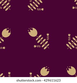 Luxury seamless pattern. Golden tulips on dark background. Elegant flower vector illustration for print, package design, wrapping, textile