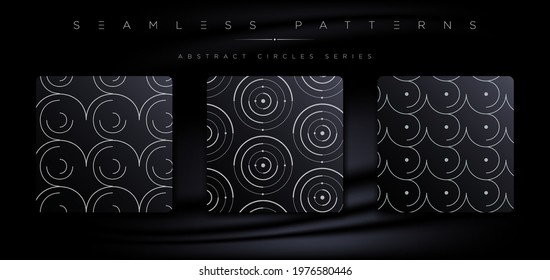 Luxury seamless pattern illustrations and borders with random lines, circles, water drop icons, natural objects, geometric shapes for premium graphic design elements. Vector EPS.