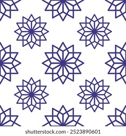 luxury seamless pattern of Indian blue floral mandala motif for wallpaper, tile and textile