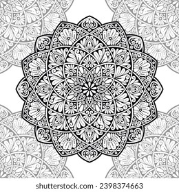 Luxury seamless pattern with mandala ornament. Traditional Arabic, Indian motifs. Great for fabric and textile, wallpaper, packaging