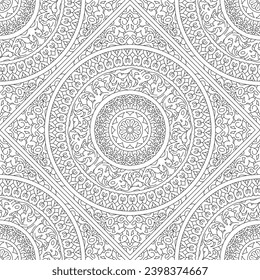 Lujo sin fisuras con adorno de mandala. Motivos tradicionales árabes e indios. Ideal para tejidos y textiles, papel pintado, embalaje