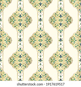 Lujo sin fisuras sobre un fondo blanco. Plantilla de ornamento vectorial. Motivos tradicionales turcos e indios. Ideal para tejidos y textiles, papel pintado, embalaje o cualquier idea deseada.
