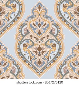 Luxury seamless pattern on a white background. Vector ornament template. Traditional Turkish, Indian motifs. Great for fabric and textile, wallpaper, packaging or any desired idea.