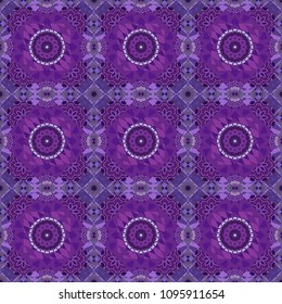Luxury seamless pattern ornament in Eastern style. Abstract floral illustration in brown, violet and purple colors. Vector element, arabesque for design template.