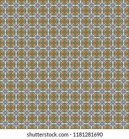 Luxury seamless pattern ornament in Eastern style. Abstract floral illustration in blue, brown and gray colors. Vector element, arabesque for design template.