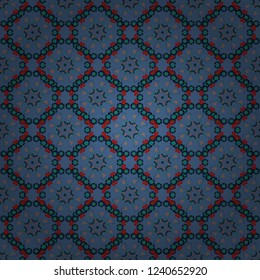 Luxury seamless pattern ornament in Eastern style. Abstract floral illustration in green, black and blue colors. Vector element, arabesque for design template.