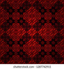 Luxury seamless pattern ornament in Eastern style. Vector element, arabesque for design template. Abstract floral illustration in brown, red and black colors.