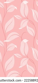 Luxury seamless pattern with striped leaves. Elegant floral background in minimalistic linear style. Vector illustration.