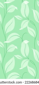 Luxury seamless pattern with striped leaves. Elegant floral background in minimalistic linear style. Vector illustration.