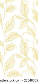 Luxury seamless pattern with striped leaves. Elegant floral background in minimalistic linear style. Trendy line art design element. Vector illustration.
