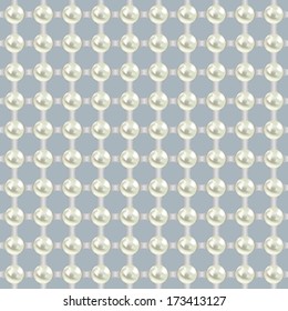 luxury seamless pattern with white pearls on blue gray background. vector illustration