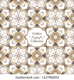 Luxury Seamless Patterns. Victorian damask seamless pattern.  Golden vintage design elements. Decorative ornament for fabric, textile, wrapping paper.