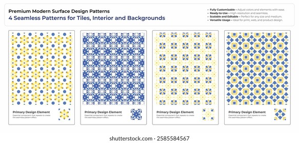 Luxury Seamless Tile Patterns - Abstract, Geometric  Ornamental Designs