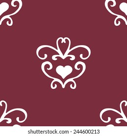 Luxury seamless with vintage Valentines Day pattern. Vector illustration