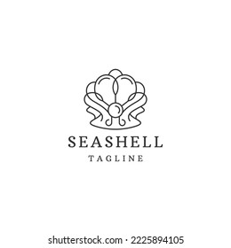 Luxury seashell with line art style logo icon design template flat vector